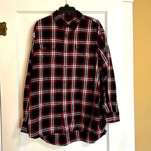 Red Head (BassPro) red/black/white plaid flannel shirt.  100% cotton. XL
